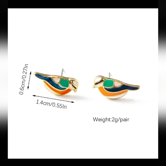 Bird Stud Earrings - Picture 2 of 2